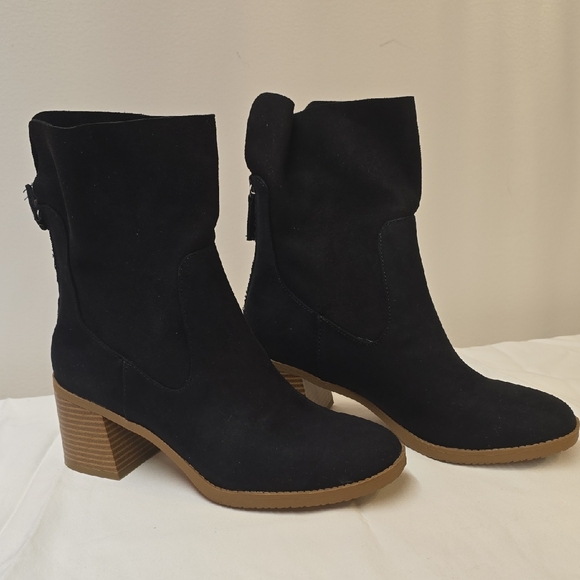 Sun + Stone Shoes - Sun + Stone Black Suede Block Heel Ankle Boots